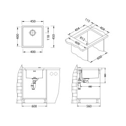 Kitchen sink Quadrix 30 Monarch, for cabinet 45 cm