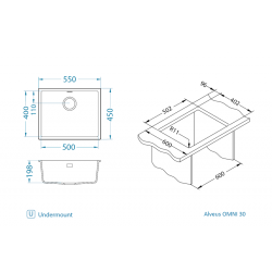 Granite kitchen sink Omni 30, for cabinet 60 cm Granite kitchen sink Omni 30, for cabinet 60 cm