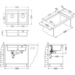Granite kitchen sink Atrox 50, for cabinet 80 cm Granite kitchen sink Atrox 50, for cabinet 80 cm