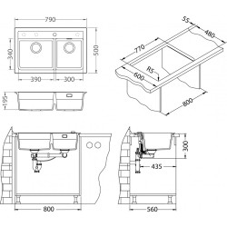 Granite kitchen sink Atrox 50, for cabinet 80 cm Granite kitchen sink Atrox 50, for cabinet 80 cm