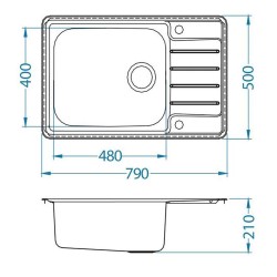 Kitchen sink Praktik 120, for cabinet 60 cm