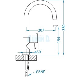 Granite kitchen faucet with pull-out shower, Delos-P