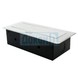 Socket with USB to be built into a table with a cover with a button, aluminum