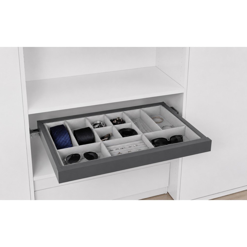 Pull-out rack for jewelry and accessories, with soft closing, Anthracite