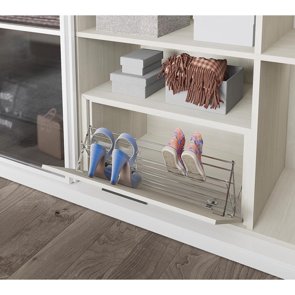 Shoe Holder with Two Shelves Mounted to Lid, Chrome, Starax