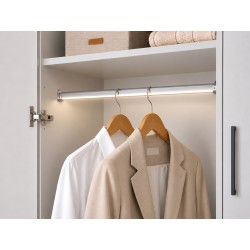 Oval wardrobe lever with channel for LED strip, aluminum