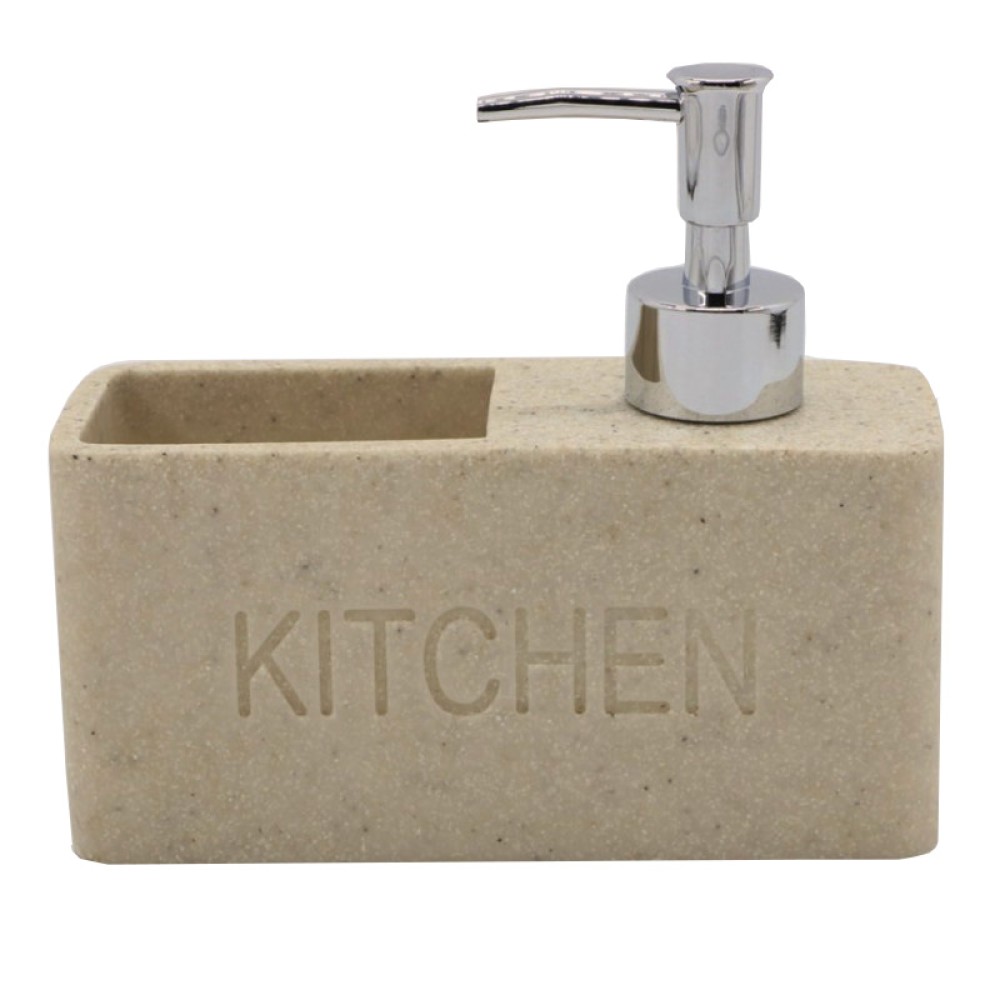 Stand-organizer for sponge with dispenser beige granite