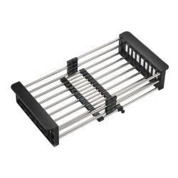 Extendable Stainless Steel Sink Drainer - Black