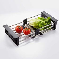Extendable Stainless Steel Sink Drainer - Black