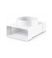 Tee for two flat and one round PVC air duct