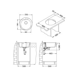 Granite kitchen sink Niagara 10, for cabinet 50 cm