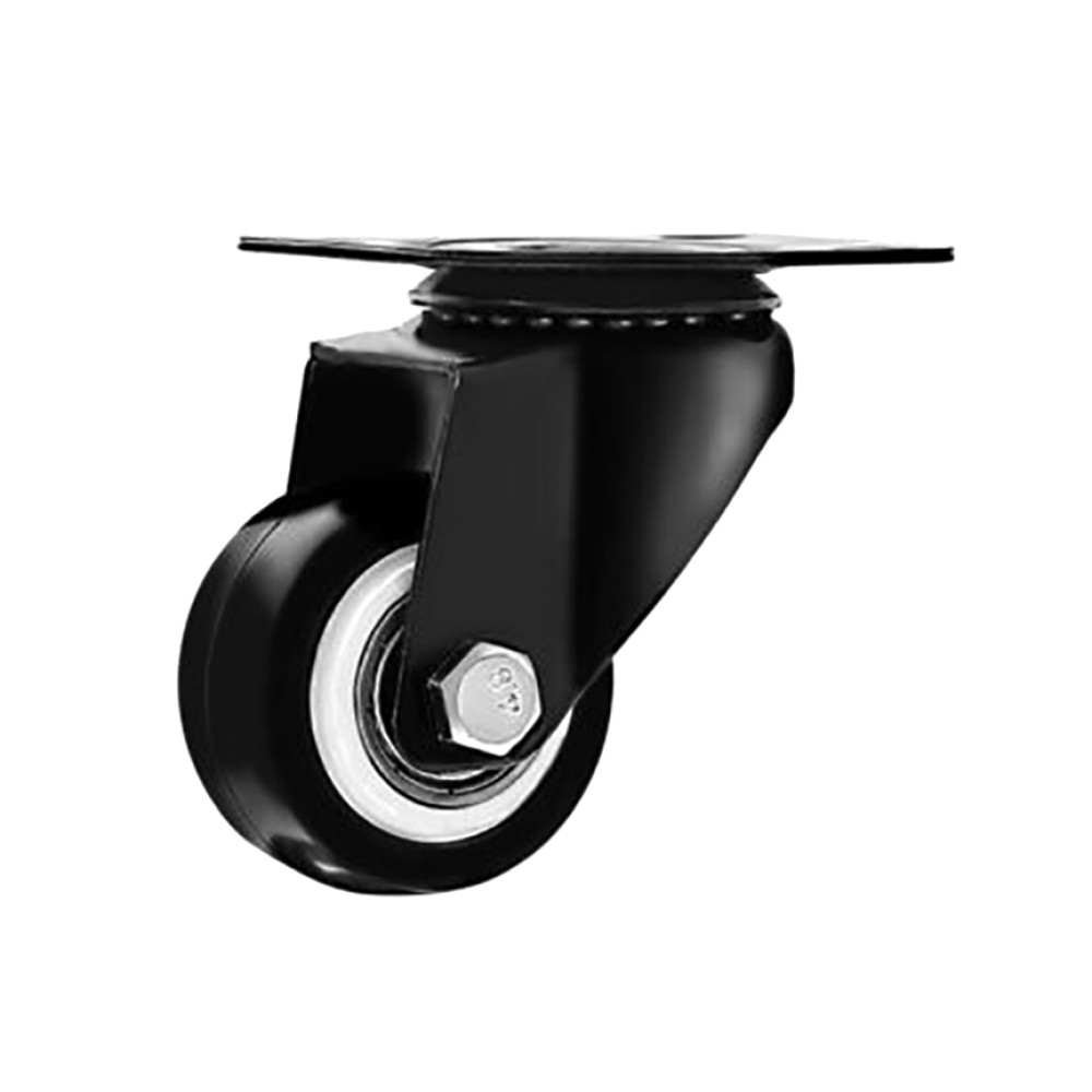Furniture wheel black without stopper with plank and rubber Ф 40 Н 58 mm
