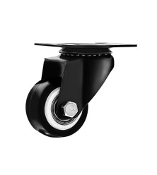 Furniture wheel black without stopper with plank and rubber Ф 40 Н 58 mm