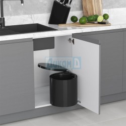Built-in kitchen bucket, black, 10 liters