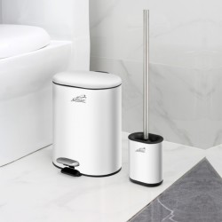 Waste bin white mat 6 liters with toilet brush-set