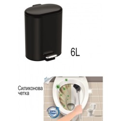 Waste bin black mat 6 liters with brush for toilet set