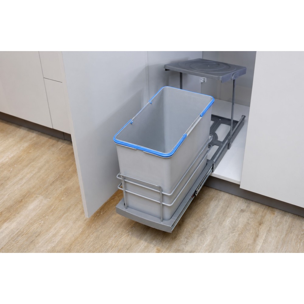 Kitchen bucket for cabinet pull-out, grey, 24 l.