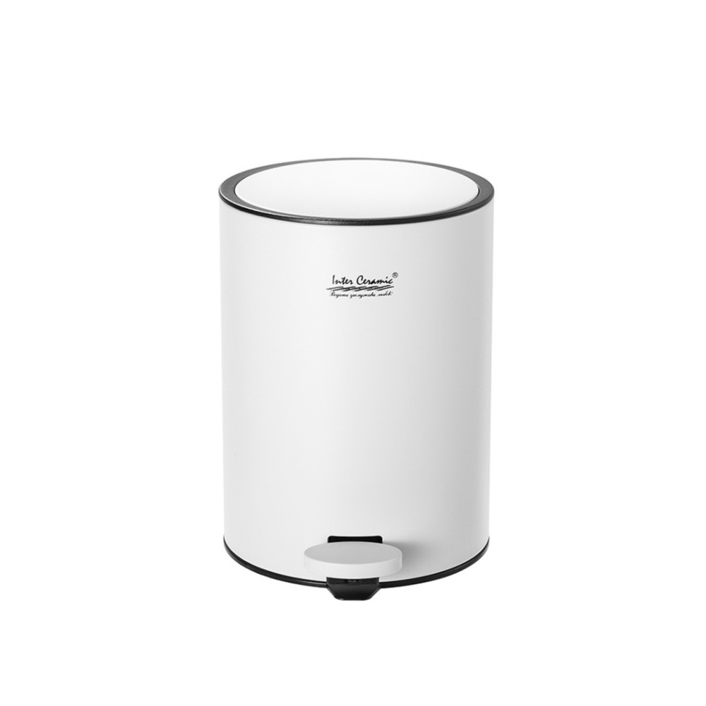White waste bin with soft-closing pedal 3 liters
