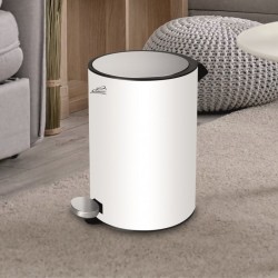White waste bin with soft-closing pedal 3 liters