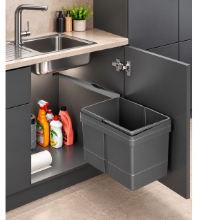 Built-in kitchen bucket, graphite, 15 liters
