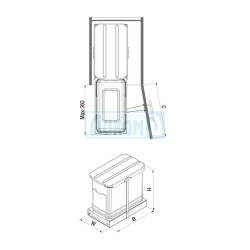 Kitchen bucket for cabinet pull-out, chrome, 24 l.