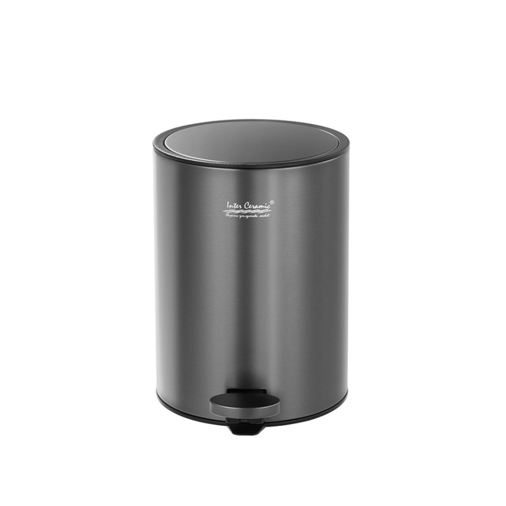 Stainless steel waste bin in anthracite with pedal with smooth closing 3 liters