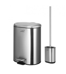 Waste bin chrome 6 liters with toilet brush-set