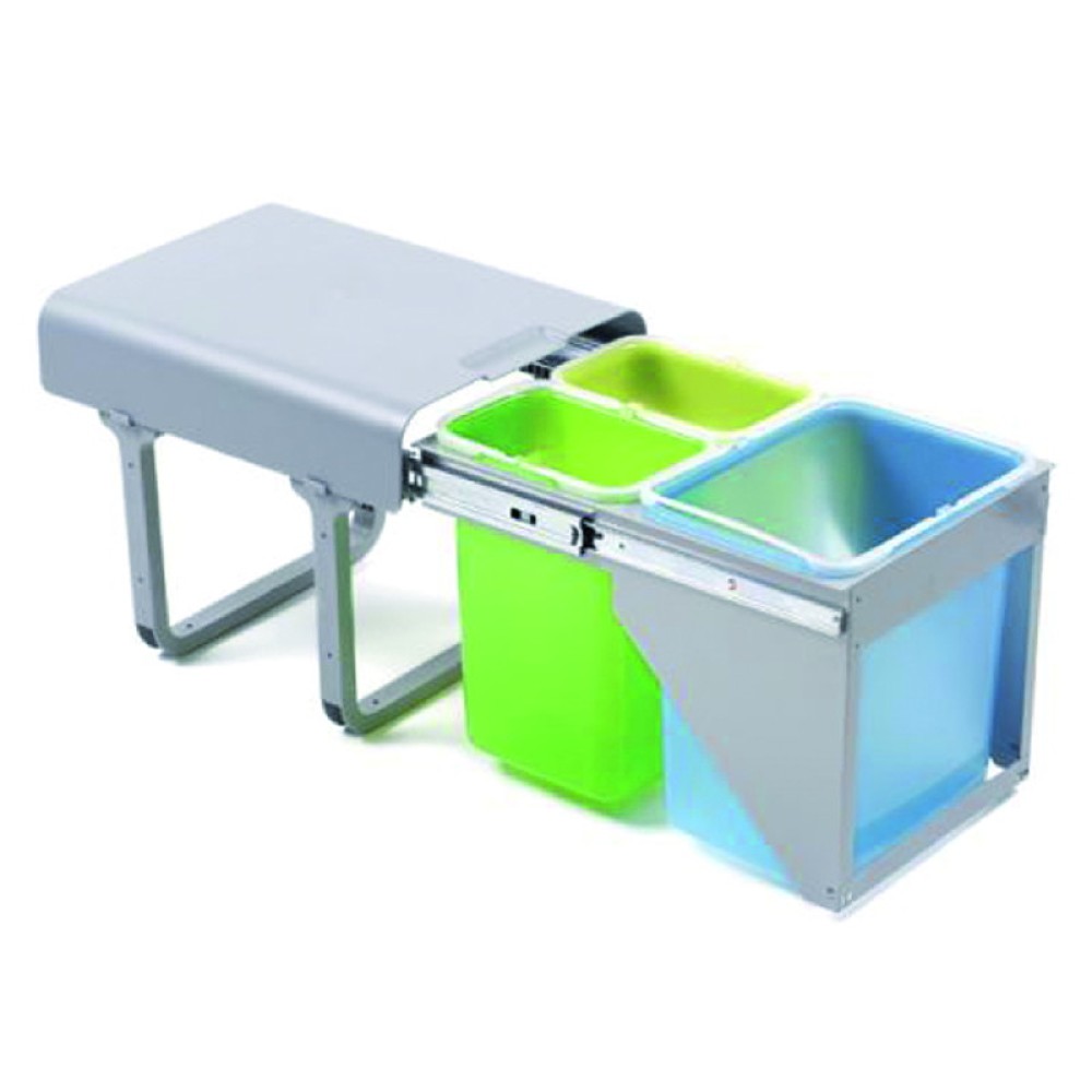 Kitchen bucket, Eco front 40, gray, 1x16 + 2x8 liters