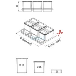 Kitchen drawer bin 800 - H 23 cm, Starax