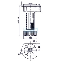 Two-part kitchen leg 100-120 mm for bolt-on installation