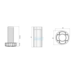 Three part kitchen leg 100-150 mm 