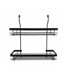 Two-row shelf for spices with board, black