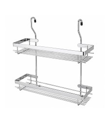 Two-row shelf for spices with board, chrome