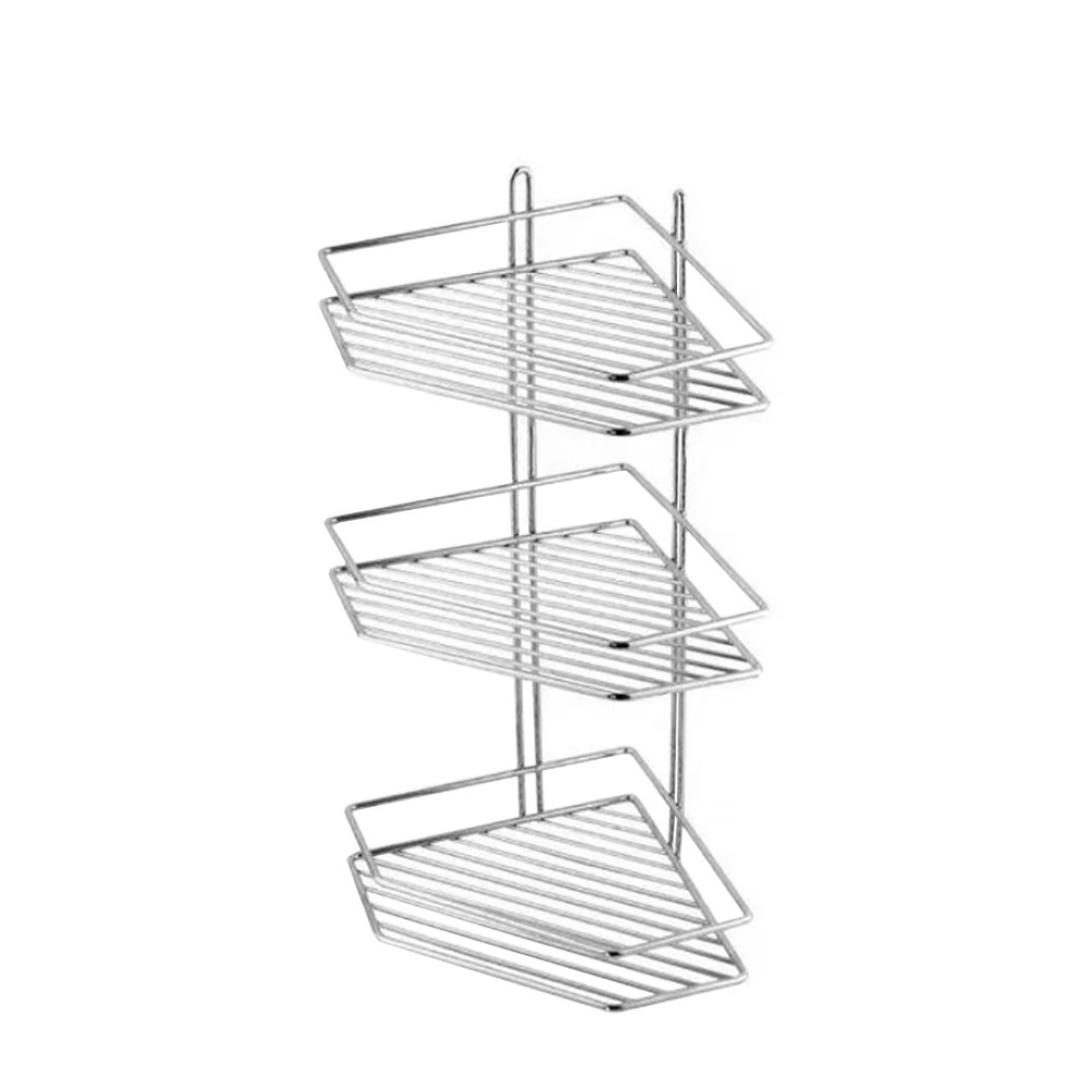 Corner shelf, three-tiered, for kitchen and bathroom 4027, chrome