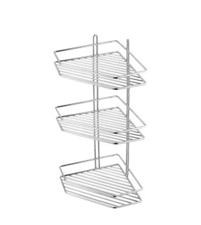 Corner shelf, three-tiered, for kitchen and bathroom 4027, chrome
