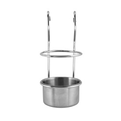 Hanging utensil holder with deep basin, chrome