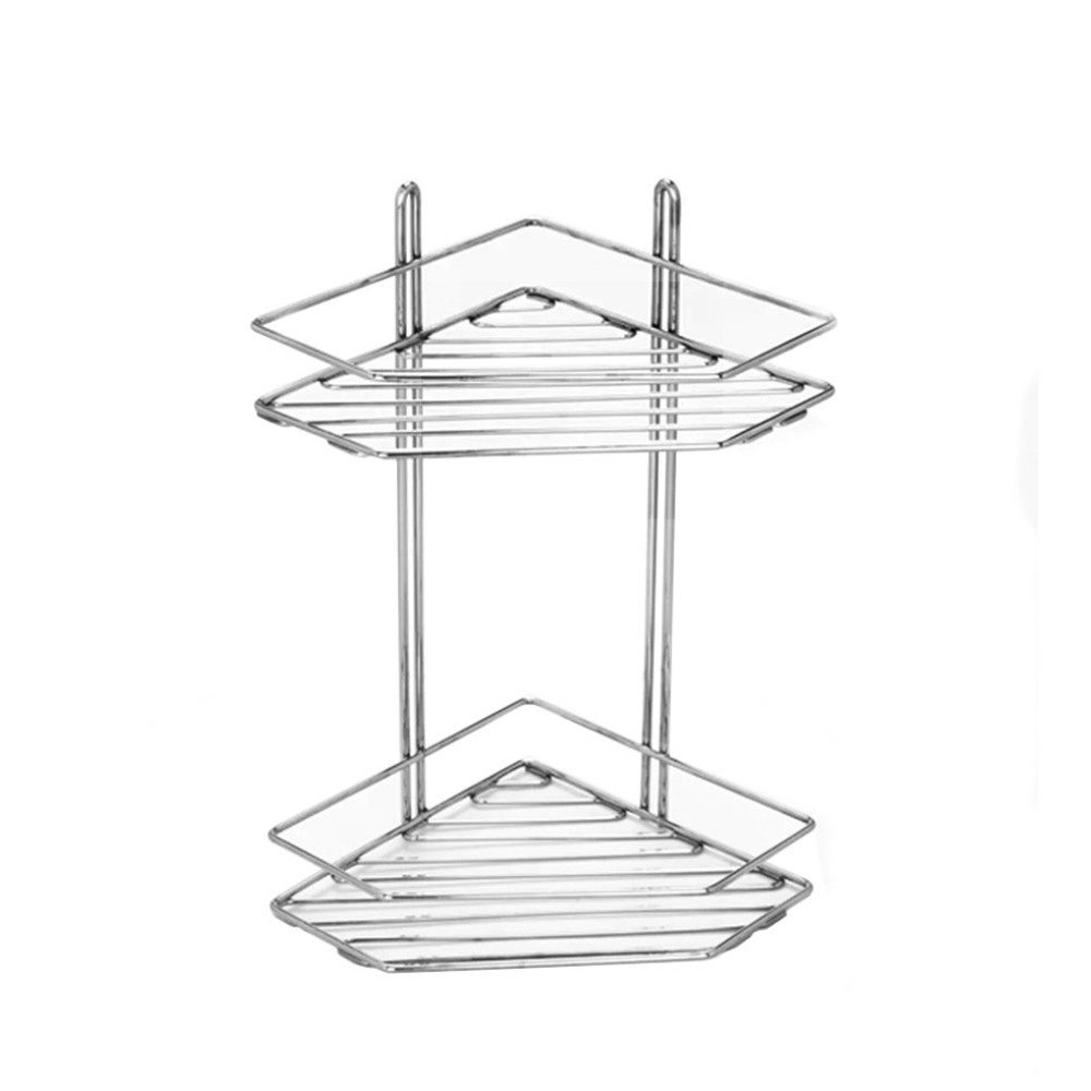 Corner shelf, two-tiered, for kitchen and bathroom 4026, chrome