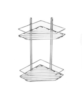 Corner shelf, one-tiered, for kitchen and bathroom 4028, chrome