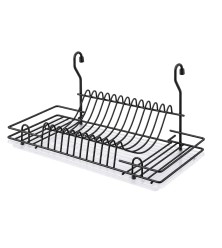 Hanging dish drainer with tray, black, CTX13-2