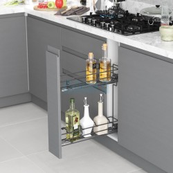 Basket with soft closing undermount sliders, Blum full extension, for cabinet 150 mm, anthracite, Starax