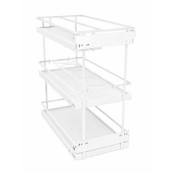 Three-tier pull-out basket with soft closing for cabinet 300 with solid bottoms, Elegant, white matt