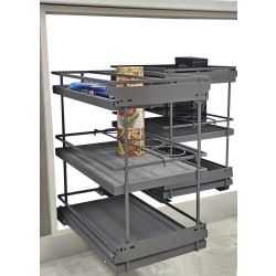 Three-tier pull-out basket with soft-close for cabinet 300 with solid bottoms, Premium, graphite