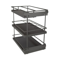 Three-tier pull-out basket with soft-close for cabinet 350 with solid bottoms, Premium, graphite