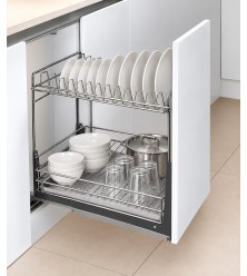 Plate and bottle pull-out mechanism with normal retraction for cabinet 350 mm, Standard, chrome