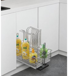 Pull-out mechanism-basket for detergents with bottom installation and guides with smooth retraction for cabinet 350 mm