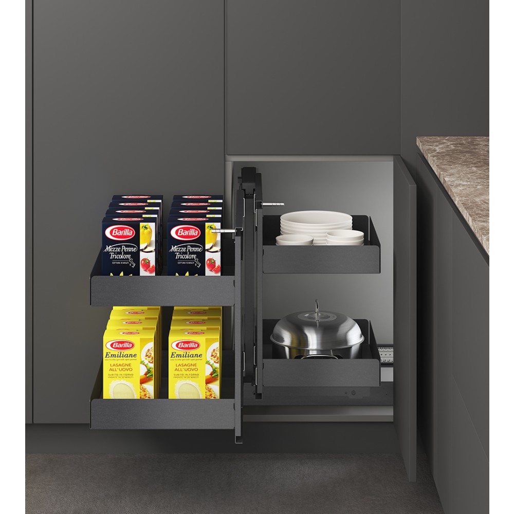 Mechanism for a blind cabinet - universal with metal solid baskets, M-Box, graphite