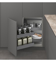 Mechanism for a blind cabinet for front mounting with solid metal baskets, M-Box, graphite