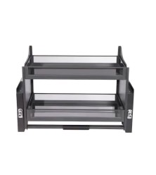 Drop-down mechanism for upper cabinet with solid bottom from carbon steel and glass bascet