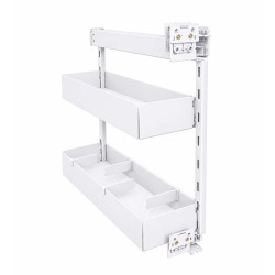 Two level pull-out basket with soft closing for cabinet 200 with solid bottoms, M-Box, white matt