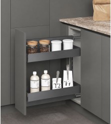 Two level pull-out basket with soft closing for cabinet 250 with solid bottoms, M-Box, graphite